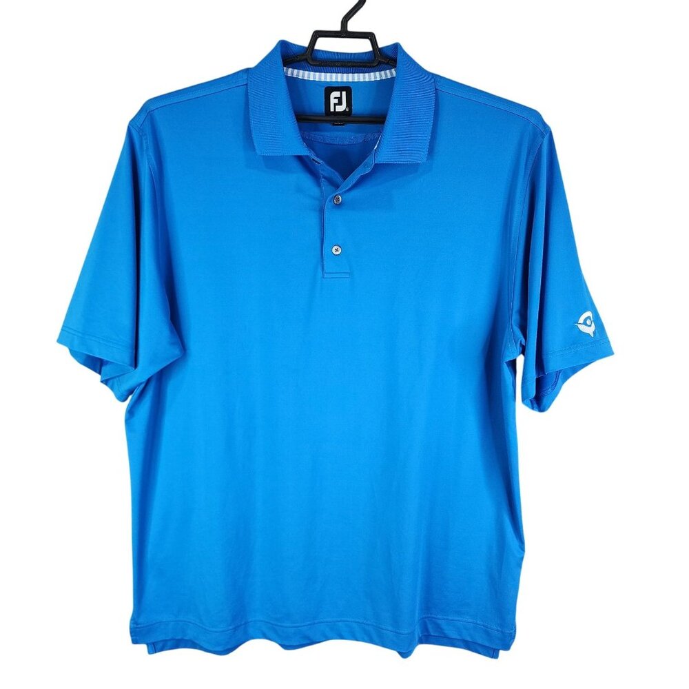 Mens Blue FootJoy Golf Polo Shirt Short Sleeve Polyester Stretch Size XL